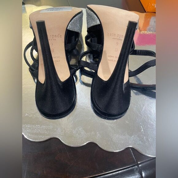 Kate Spade New York Ivy Silver Fine Glitter Black Heels Size 9 NWT - Picture 10 of 14